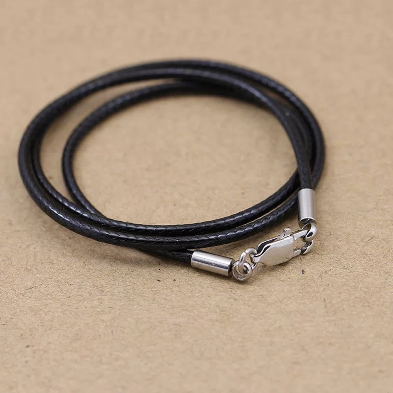 1 1,5 2,0 mm fekete bőr viaszos zsinór szál zsinór pánt rozsdamentes acél kapocs nyaklánc kötél barkács ékszer készítés medálhoz