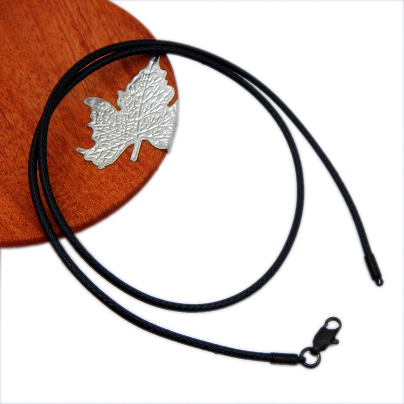 1 1,5 2,0 mm fekete bőr viaszos zsinór szál zsinór pánt rozsdamentes acél kapocs nyaklánc kötél barkács ékszer készítés medálhoz