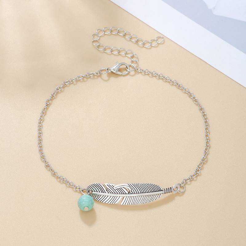 Vintažinės metalinės plunksnos pakabos kulkšnies apyrankė moterims Vyrams Madinga pėdų grandinėlė Vasaros paplūdimio papuošalų aksesuarai