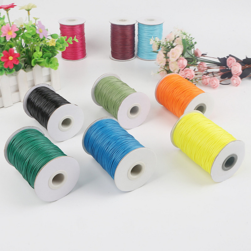 5-15 μέτρα 1 χιλιοστά 1,5 χιλιοστά 2 χιλιοστά κερωμένο βαμβακερό κορδόνι κερωμένο νήμα κορδόνι λουρί κολιέ Σχοινί για κοσμήματα κατασκευής DIY Beading βραχιόλι
