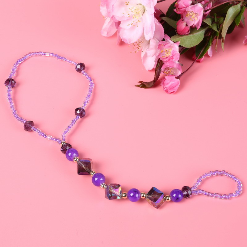Essential Girls Barefoot Sandal Foot Jewelry Purple Glass Crystal Beads Stretch Anklet Chain Tornozeleira Unique