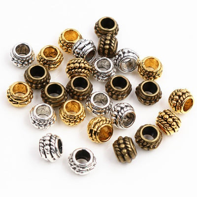 8x6mm 30buc Dimensiunea găurii 3.7mm Aur Antic Bronz Placat cu argint Minge Articole de mână Brelocuri Pandantiv Fabricarea de bijuterii pentru Brățară Colier