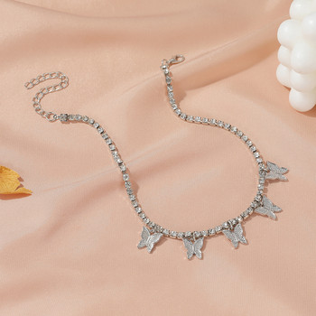 Fashion Butterfly Charms Anklets για Γυναικεία Καλοκαιρινό βραχιόλι στον αστράγαλο παραλίας Ρυθμιζόμενα στρας Αξεσουάρ αλυσίδας αστραγάλου Δώρα