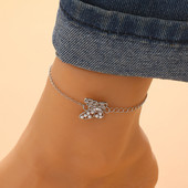 Βραχιόλι με στρας με κούφια πεταλούδα για γυναικεία αλυσίδα ποδιών για καλοκαιρινά κοσμήματα παραλίας