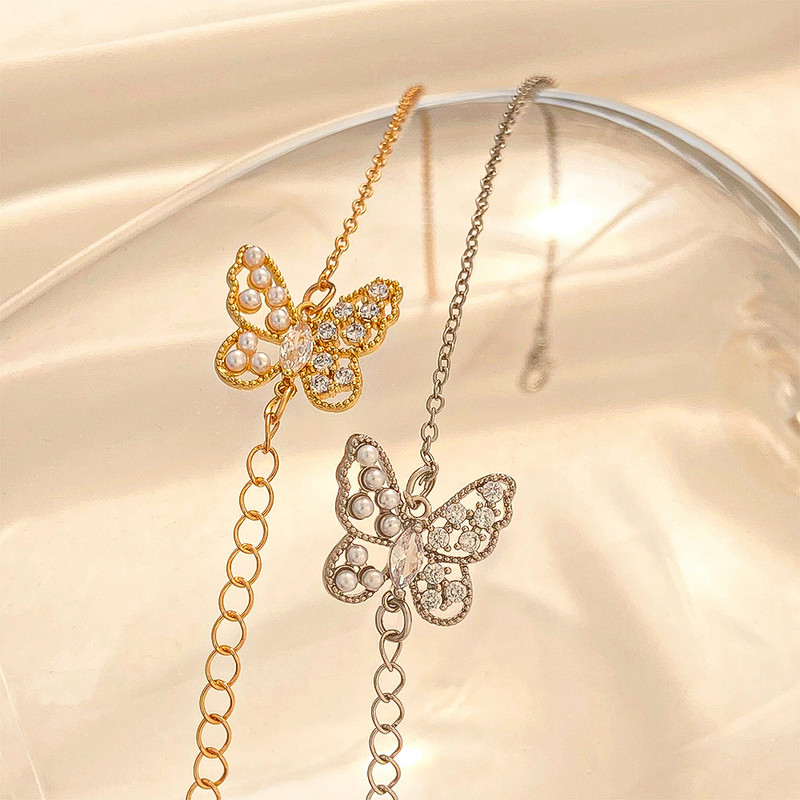 Βραχιόλι με στρας με κούφια πεταλούδα για γυναικεία αλυσίδα ποδιών για καλοκαιρινά κοσμήματα παραλίας