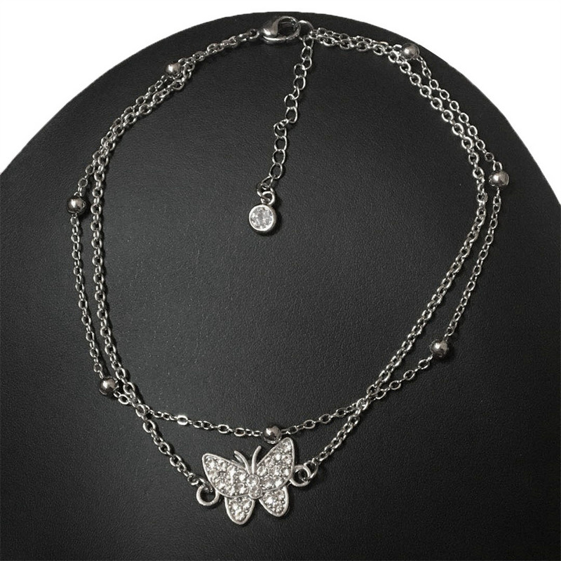 Βραχιόλι με στρας με κούφια πεταλούδα για γυναικεία αλυσίδα ποδιών για καλοκαιρινά κοσμήματα παραλίας