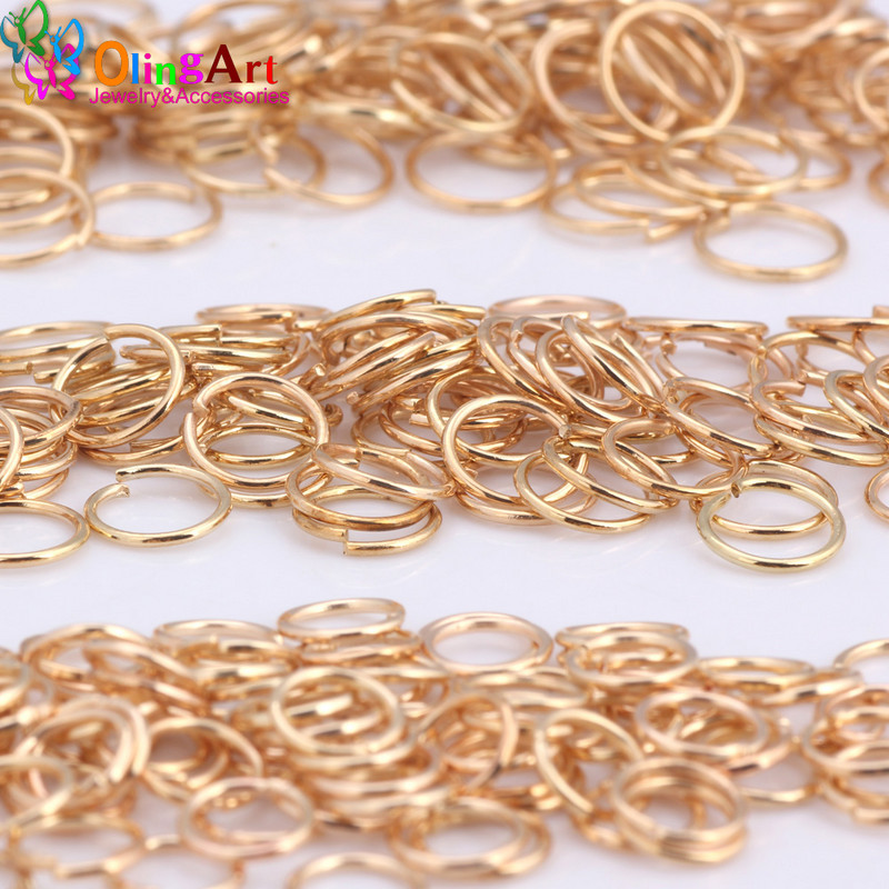 OlingArt KC επίχρυσο Δαχτυλίδι άλματος 3mm/4mm/5mm/6mm/7mm/8mm θηλιά σύνδεσης Μικτού μεγέθους DIY κοσμήματα Σύνδεσμος Διάμετρος σύρματος 0,7mm