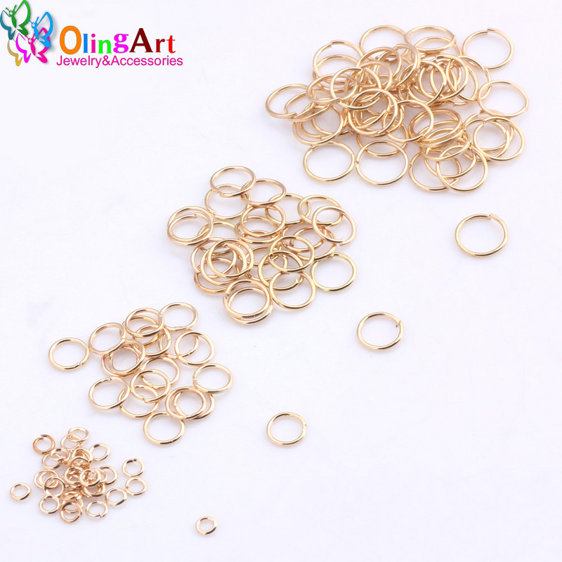 OlingArt KC επίχρυσο Δαχτυλίδι άλματος 3mm/4mm/5mm/6mm/7mm/8mm θηλιά σύνδεσης Μικτού μεγέθους DIY κοσμήματα Σύνδεσμος Διάμετρος σύρματος 0,7mm