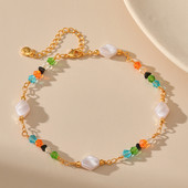 Vasega kaetud 18K kullaga Euroopa ja Ameerika Ühendriigid Ebaregulaarset värvi helmed Aksessuaarid jalavõru sünnipäevapuhkuse kingitus naistele