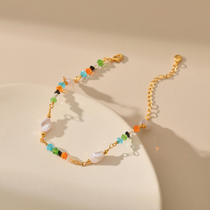 Vasega kaetud 18K kullaga Euroopa ja Ameerika Ühendriigid Ebaregulaarset värvi helmed Aksessuaarid jalavõru sünnipäevapuhkuse kingitus naistele