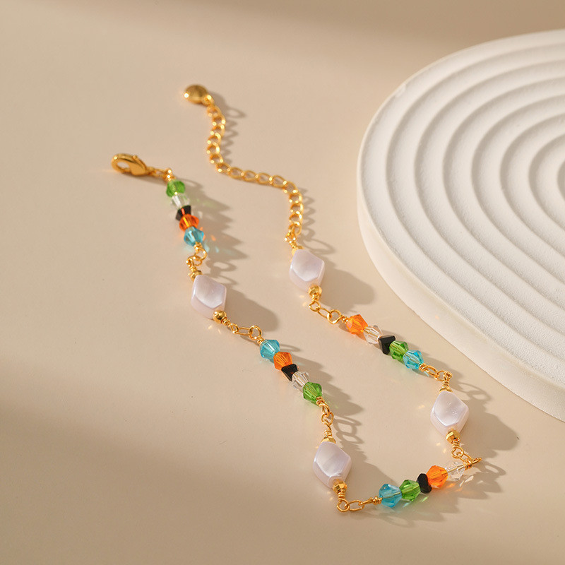 Vasega kaetud 18K kullaga Euroopa ja Ameerika Ühendriigid Ebaregulaarset värvi helmed Aksessuaarid jalavõru sünnipäevapuhkuse kingitus naistele