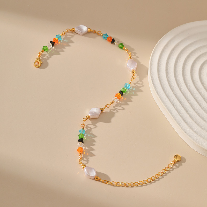 Vasega kaetud 18K kullaga Euroopa ja Ameerika Ühendriigid Ebaregulaarset värvi helmed Aksessuaarid jalavõru sünnipäevapuhkuse kingitus naistele