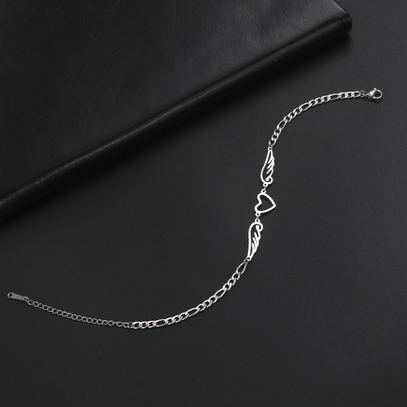 Kivágott szárnyak medál bokalánc, egyszerű, elegáns női bokalánc, rozsdamentes acél Figaro lánc bokalánc divatos ékszerek partiajándékba