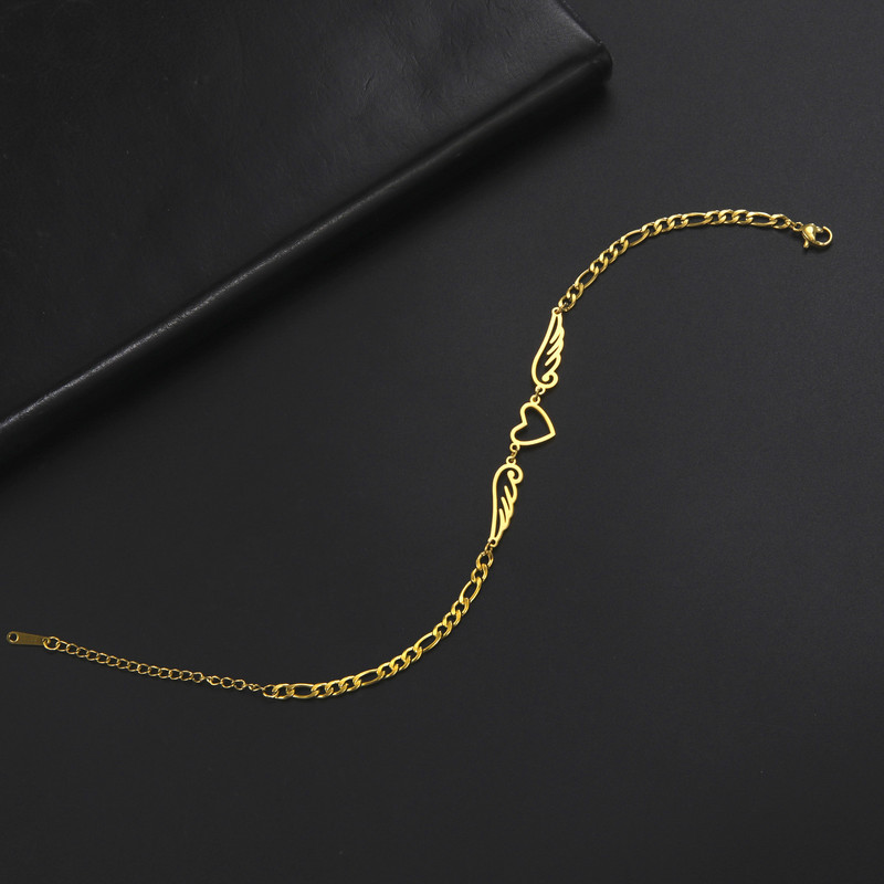 Kivágott szárnyak medál bokalánc, egyszerű, elegáns női bokalánc, rozsdamentes acél Figaro lánc bokalánc divatos ékszerek partiajándékba