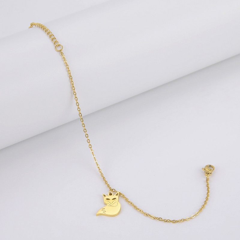 Lucktune Armsad Fox Charms Jalakõrud naistele Roostevabast terasest Loomade jalavõru Käekett Jalakett Mood Sandaalid Rannaehted Kingitus