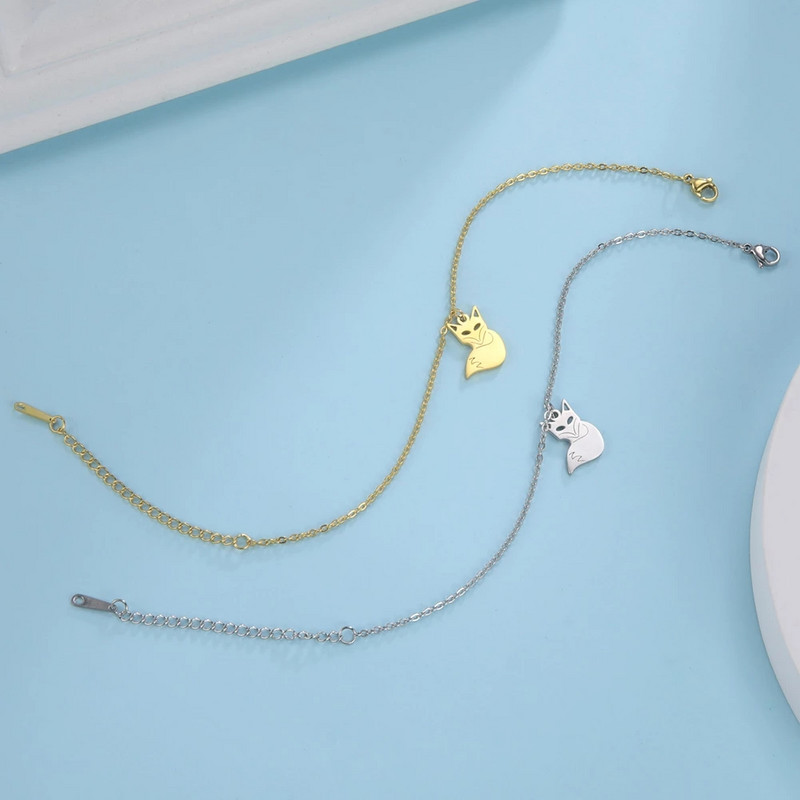 Lucktune Armsad Fox Charms Jalakõrud naistele Roostevabast terasest Loomade jalavõru Käekett Jalakett Mood Sandaalid Rannaehted Kingitus