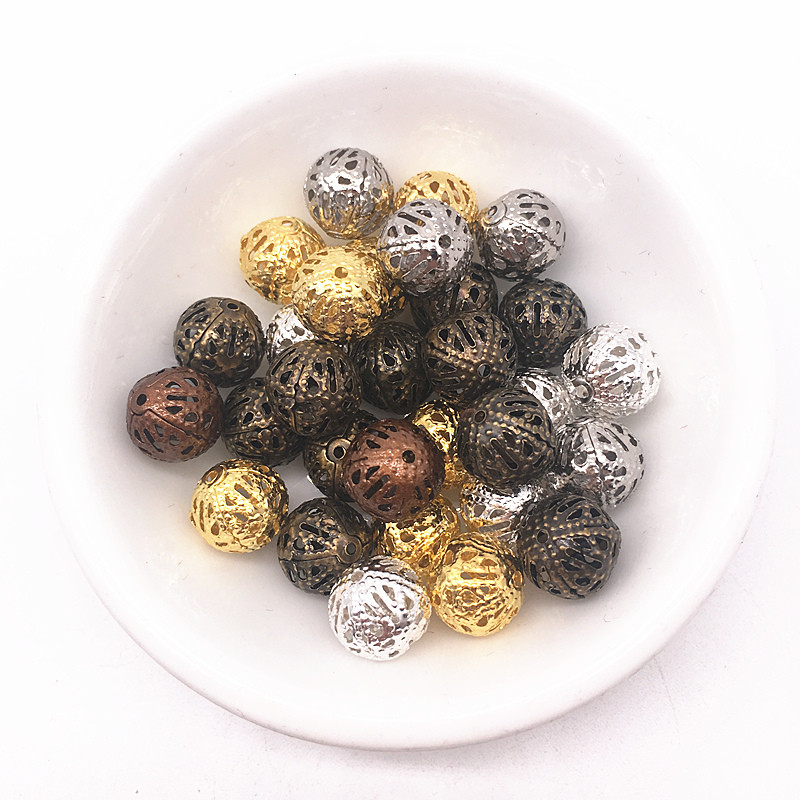 4/6/8/10 mm Šuplje kuglaste cvjetne perle Metalni privjesci Filigranske odstojne perle za izradu nakita Diy ručno rađeni dodaci