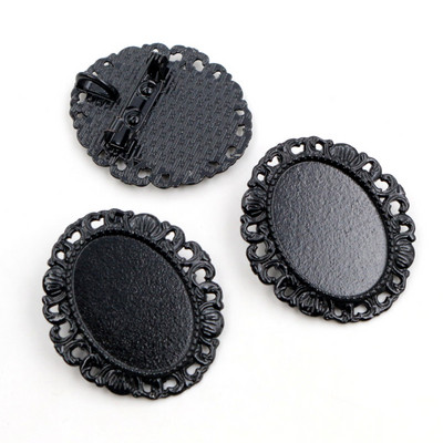 5 τμχ 18x25mm Εσωτερικό μέγεθος Αντίκα Ασημένια επιμεταλλωμένη μπρούτζινη καρφίτσα καρφίτσα σε κλασικό στυλ Cameo Cabochon Βάση