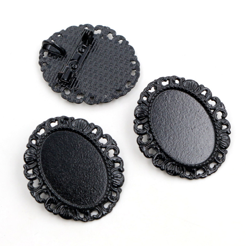 5 τμχ 18x25mm Εσωτερικό μέγεθος Αντίκα Ασημένια επιμεταλλωμένη μπρούτζινη καρφίτσα καρφίτσα σε κλασικό στυλ Cameo Cabochon Βάση