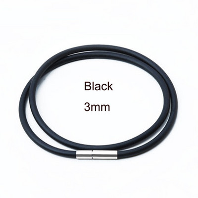 1,5–4 mm mustast pehmest õõnes kummist köiega kaelakee roostevabast terasest kinnitusklambriga, pandla nööriga DIY ehted 45/50/55/60 cm