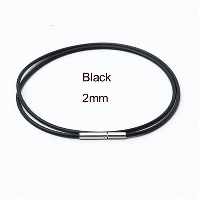 1,5–4 mm mustast pehmest õõnes kummist köiega kaelakee roostevabast terasest kinnitusklambriga, pandla nööriga DIY ehted 45/50/55/60 cm