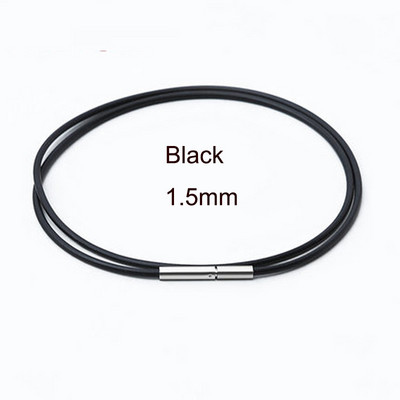 1,5–4 mm mustast pehmest õõnes kummist köiega kaelakee roostevabast terasest kinnitusklambriga, pandla nööriga DIY ehted 45/50/55/60 cm