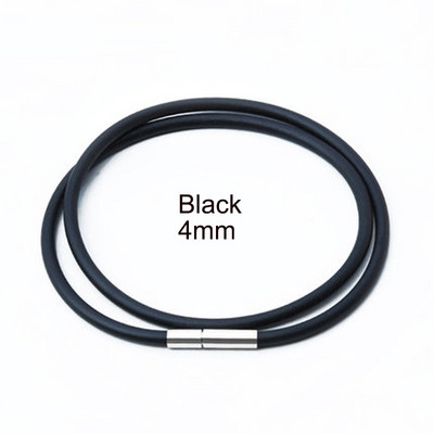 1,5–4 mm mustast pehmest õõnes kummist köiega kaelakee roostevabast terasest kinnitusklambriga, pandla nööriga DIY ehted 45/50/55/60 cm