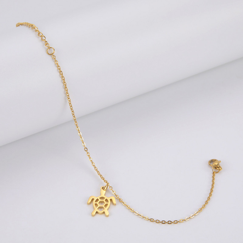 Lucktune aranyos teknősbűvek bokaláncok nőknek állat teknős bokalánc rozsdamentes acél láblánc divat strand ékszer parti ajándék