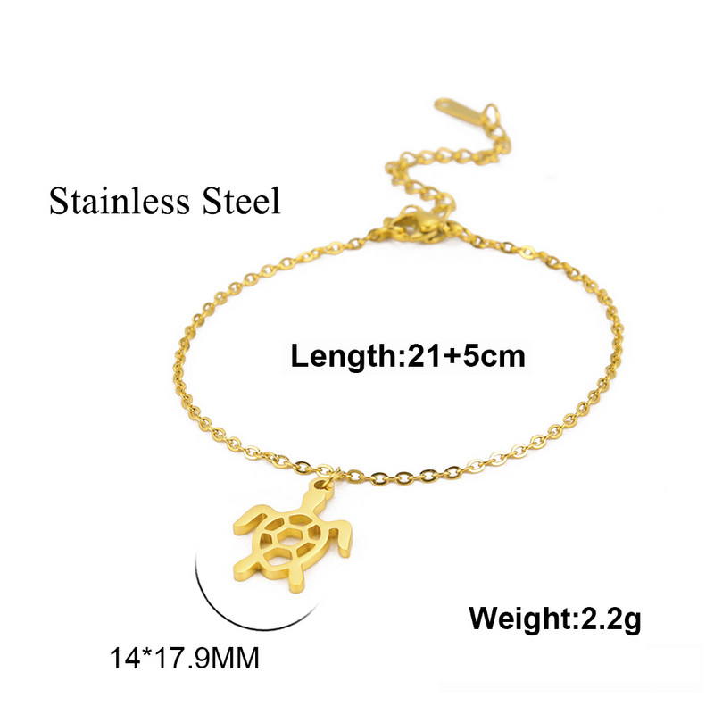 Lucktune aranyos teknősbűvek bokaláncok nőknek állat teknős bokalánc rozsdamentes acél láblánc divat strand ékszer parti ajándék