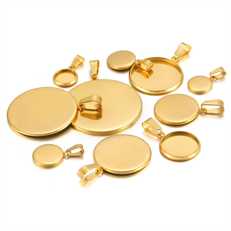 6 8 10 12 14 16 18 20 25 30 χιλιοστά μενταγιόν από ανοξείδωτο χάλυβα Cabochon Cameo Βάση Δίσκος Στεφάνης Κενό για Demo Cabochons Κατασκευή κοσμημάτων