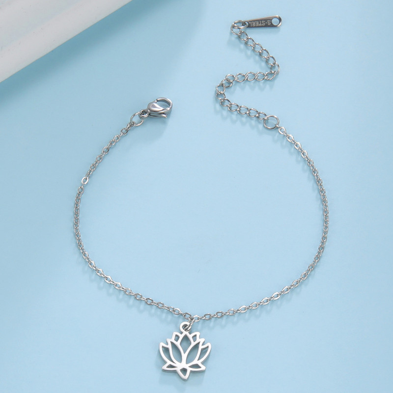 Lucktune Lotus Flower Charms jalavõrud naistele roostevabast terasest jalakett Ranna jalavõru käevõru Sandaalid Boho ehted trendikas kingitus