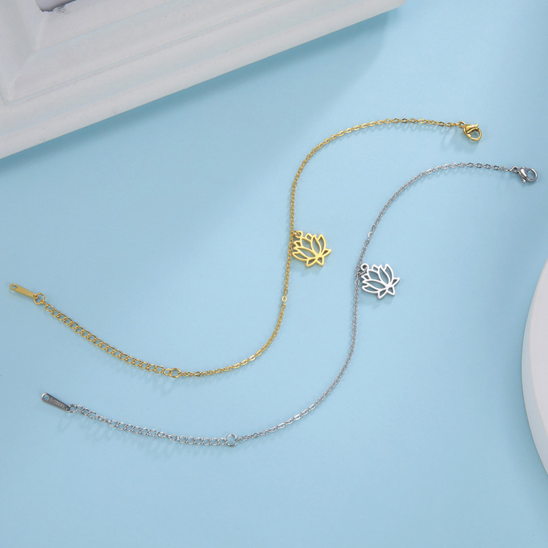 Lucktune Lotus Flower Charms jalavõrud naistele roostevabast terasest jalakett Ranna jalavõru käevõru Sandaalid Boho ehted trendikas kingitus