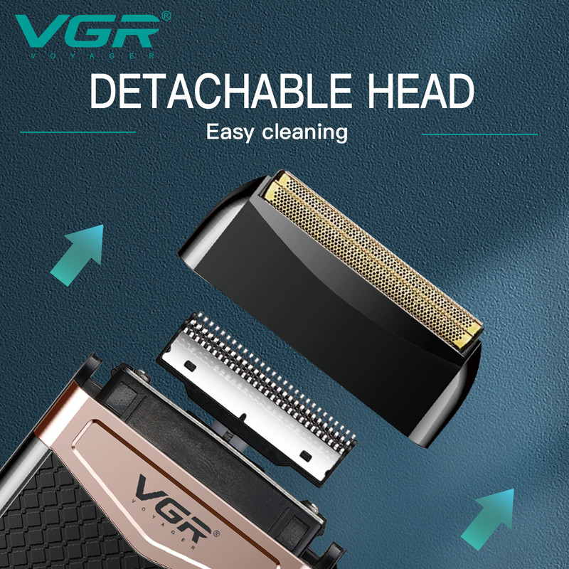 VGR Foil Shaver Professional Electric Shavers Dual Independent Flexing Foils Ξυριστική μηχανή προσώπου Αδιάβροχη κοπή γενειάδας για άνδρες V-331