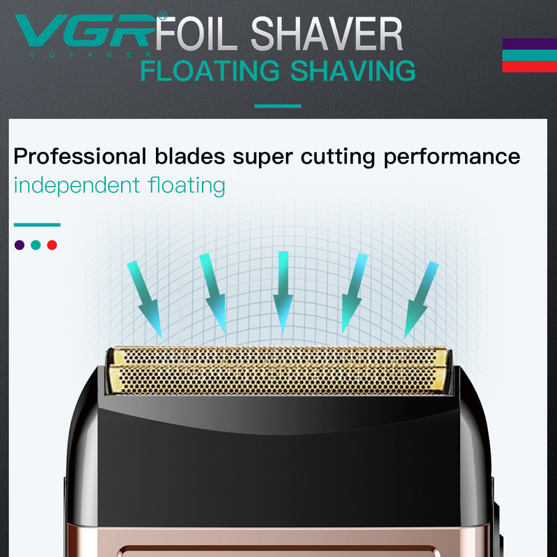 VGR Foil Shaver Professional Electric Shavers Dual Independent Flexing Foils Ξυριστική μηχανή προσώπου Αδιάβροχη κοπή γενειάδας για άνδρες V-331