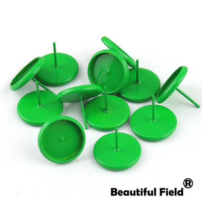 30db Fit 8mm 10mm 12mm 14mm Cabochons Fülbevaló Talp Fülbeállítás Színes bevonatú kerek Cameo talp Üres Rózsa Piros Dugóval