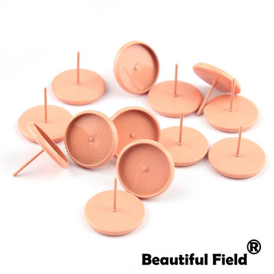 30db Fit 8mm 10mm 12mm 14mm Cabochons Fülbevaló Talp Fülbeállítás Színes bevonatú kerek Cameo talp Üres Rózsa Piros Dugóval