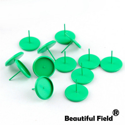 30db Fit 8mm 10mm 12mm 14mm Cabochons Fülbevaló Talp Fülbeállítás Színes bevonatú kerek Cameo talp Üres Rózsa Piros Dugóval