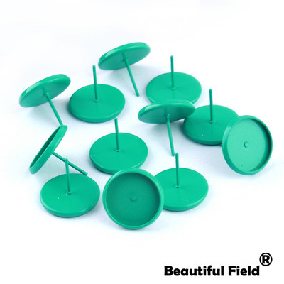 30db Fit 8mm 10mm 12mm 14mm Cabochons Fülbevaló Talp Fülbeállítás Színes bevonatú kerek Cameo talp Üres Rózsa Piros Dugóval