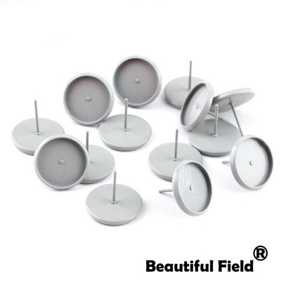 30db Fit 8mm 10mm 12mm 14mm Cabochons Fülbevaló Talp Fülbeállítás Színes bevonatú kerek Cameo talp Üres Rózsa Piros Dugóval