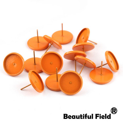 30db Fit 8mm 10mm 12mm 14mm Cabochons Fülbevaló Talp Fülbeállítás Színes bevonatú kerek Cameo talp Üres Rózsa Piros Dugóval