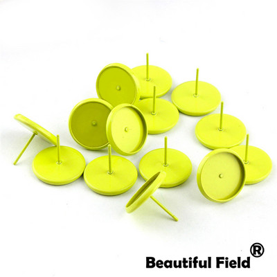 30db Fit 8mm 10mm 12mm 14mm Cabochons Fülbevaló Talp Fülbeállítás Színes bevonatú kerek Cameo talp Üres Rózsa Piros Dugóval