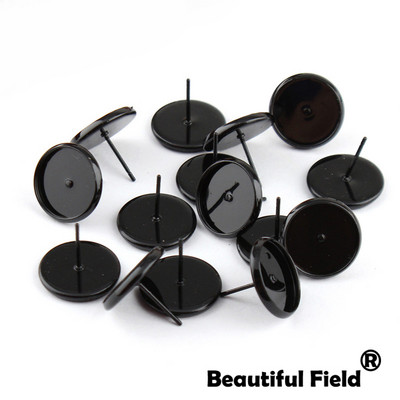 30db Fit 8mm 10mm 12mm 14mm Cabochons Fülbevaló Talp Fülbeállítás Színes bevonatú kerek Cameo talp Üres Rózsa Piros Dugóval