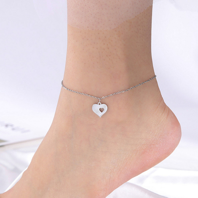 Lucktune Love Heart Anklet για γυναίκες Σανδάλια από ανοξείδωτο ατσάλι Αλυσίδα ποδιών Trendy Boho καλοκαιρινά κοσμήματα Αξεσουάρ παραλίας Δώρο για ζευγάρι