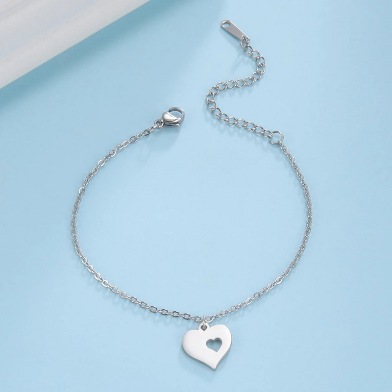 Lucktune Love Heart Anklet για γυναίκες Σανδάλια από ανοξείδωτο ατσάλι Αλυσίδα ποδιών Trendy Boho καλοκαιρινά κοσμήματα Αξεσουάρ παραλίας Δώρο για ζευγάρι