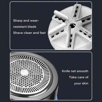 Φορητή ηλεκτρική ξυριστική μηχανή USB Επαναφορτιζόμενη κουρευτική μηχανή για γένια Αδιάβροχη ανθεκτική ξυριστική μηχανή για γένια Φροντίδα προσώπου για άνδρες Barber Μηχάνημα ξυρίσματος