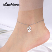 Lucktune κρεμαστό κρανίο από ανοξείδωτο ατσάλι για γυναίκες γοτθικά πέδιλα Αλυσίδα ποδιών παραλίας ποδιών καλοκαιρινά κοσμήματα Δώρο για ζευγάρια