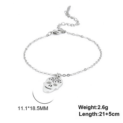 Lucktune κρεμαστό κρανίο από ανοξείδωτο ατσάλι για γυναίκες γοτθικά πέδιλα Αλυσίδα ποδιών παραλίας ποδιών καλοκαιρινά κοσμήματα Δώρο για ζευγάρια