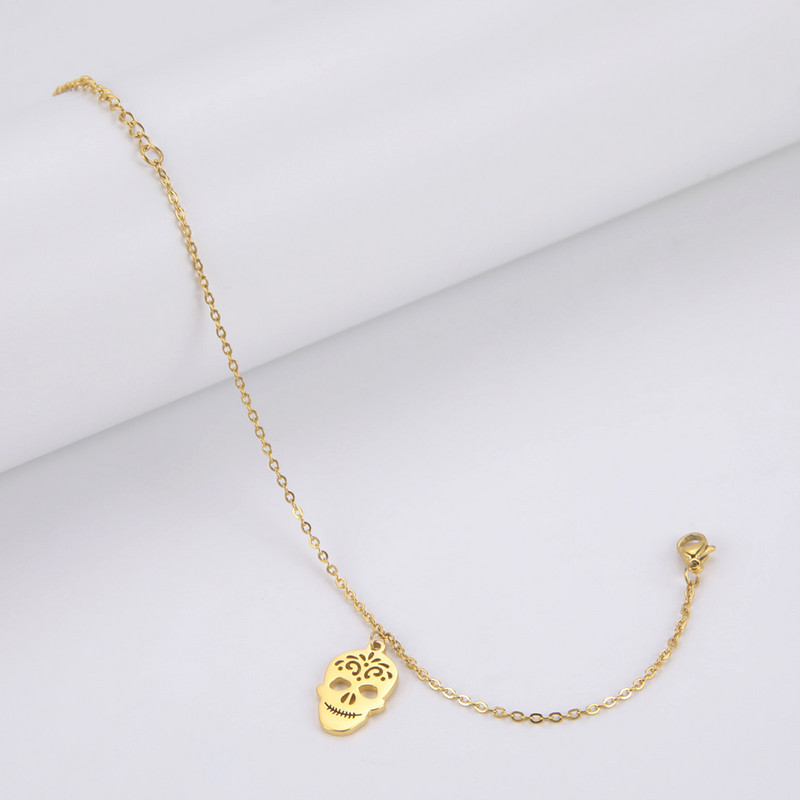 Lucktune κρεμαστό κρανίο από ανοξείδωτο ατσάλι για γυναίκες γοτθικά πέδιλα Αλυσίδα ποδιών παραλίας ποδιών καλοκαιρινά κοσμήματα Δώρο για ζευγάρια