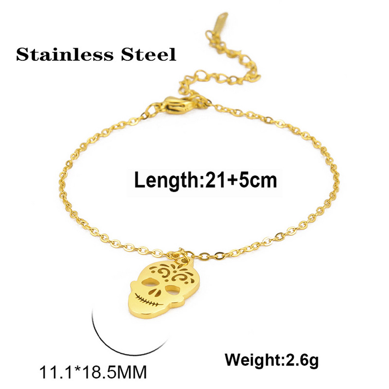 Lucktune κρεμαστό κρανίο από ανοξείδωτο ατσάλι για γυναίκες γοτθικά πέδιλα Αλυσίδα ποδιών παραλίας ποδιών καλοκαιρινά κοσμήματα Δώρο για ζευγάρια