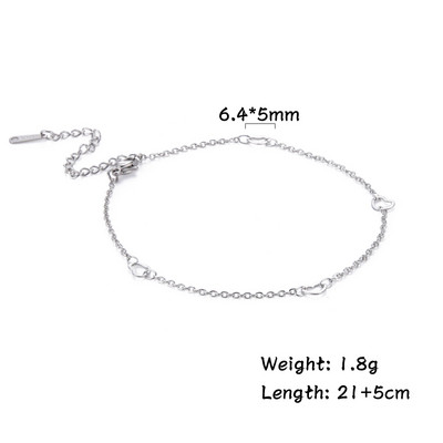 Lucktune Hollow Heart Anklet Σανδάλια από ανοξείδωτο ατσάλι Αλυσίδα ποδιών Ασημί Χρώμα ποδαράκι για γυναικείο πόδι σε αλυσίδα κοσμήματα Δώρα παραλίας